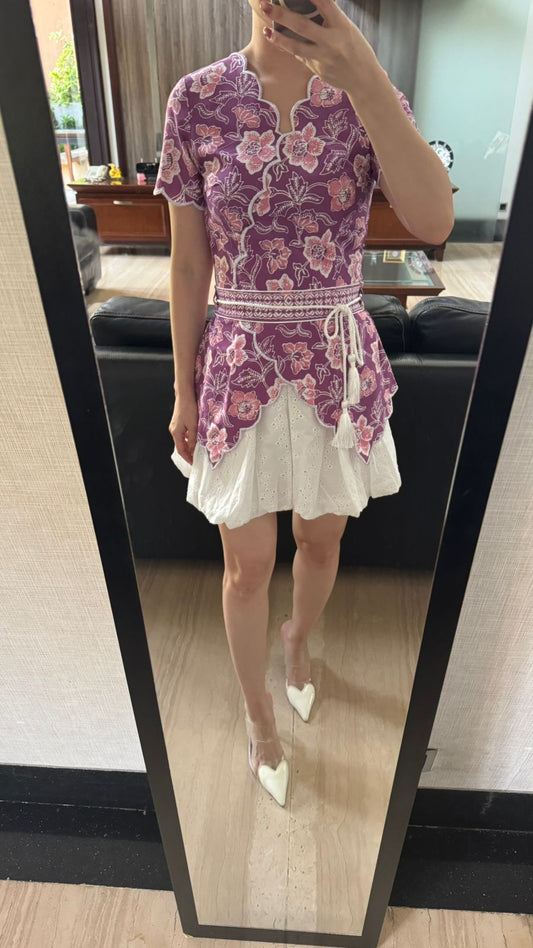 Top Kimono Purple Flower Melati