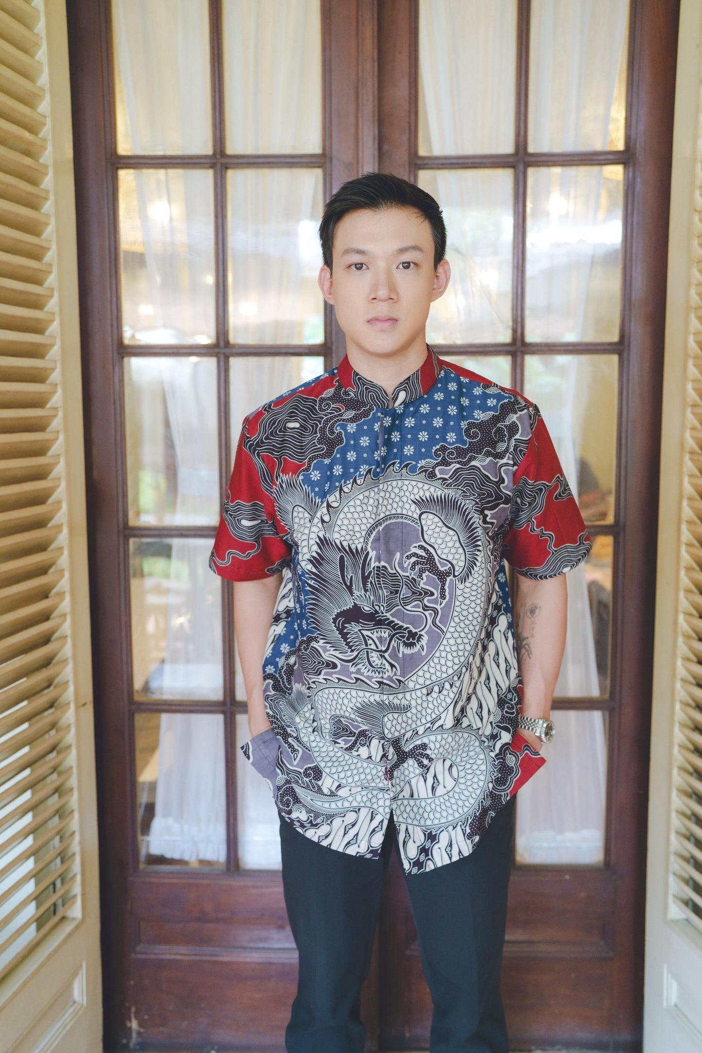 Men Shirt CNY Cheongsam Dragon