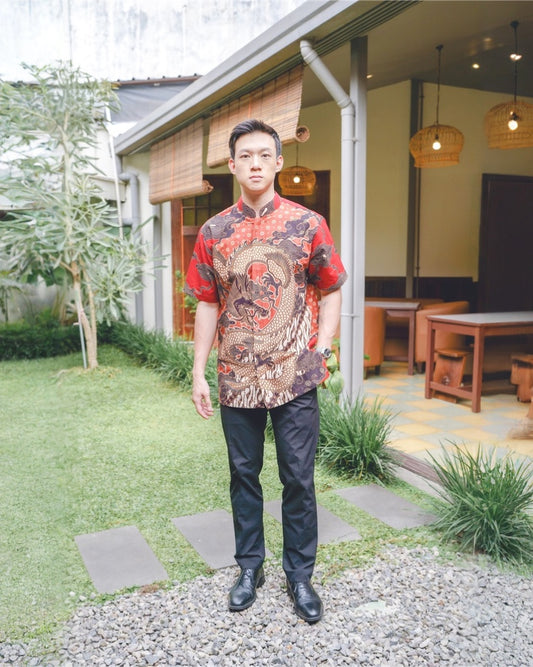 Men Shirt CNY Red Dragon