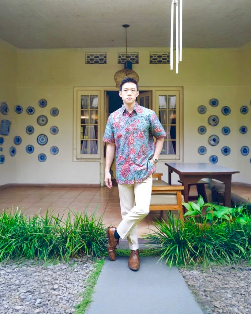 Men Shirt CNY Turquois Floral