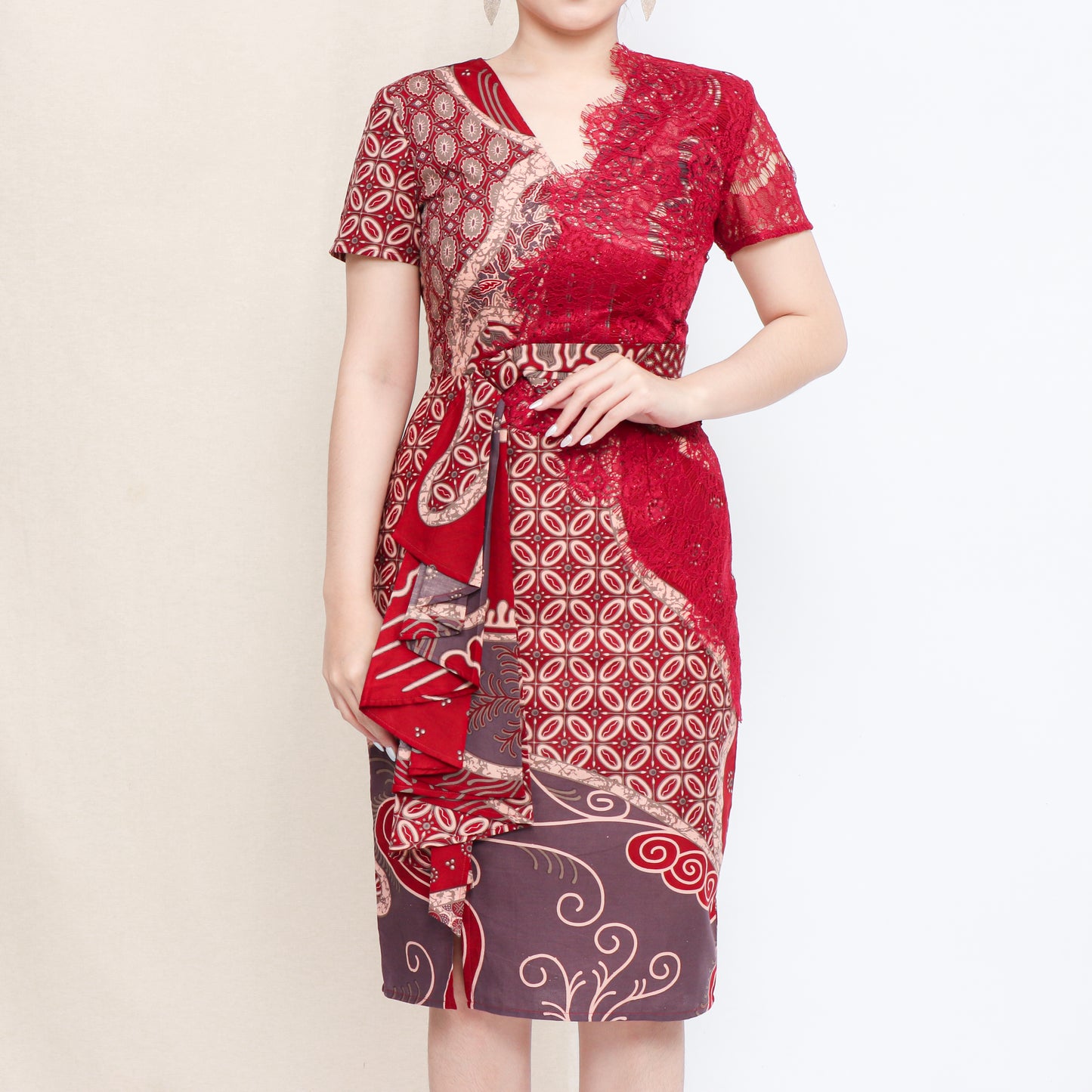 Dress Calla Maroon Lace