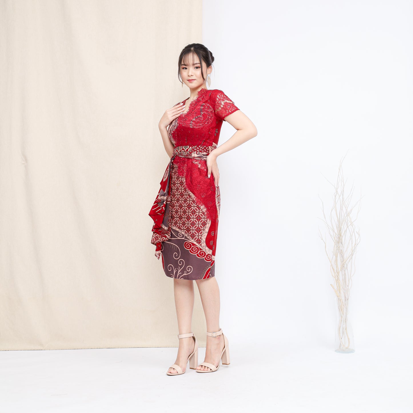 Dress Calla Maroon Lace