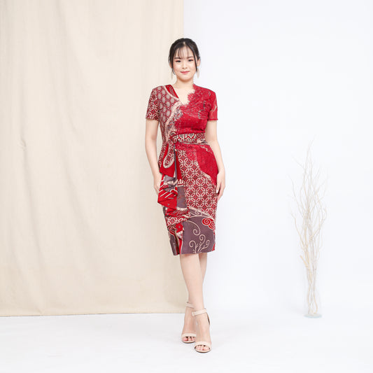 Dress Calla Maroon Lace