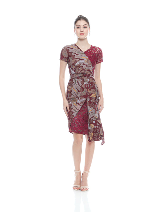 Dress Dobby Lace Maroon