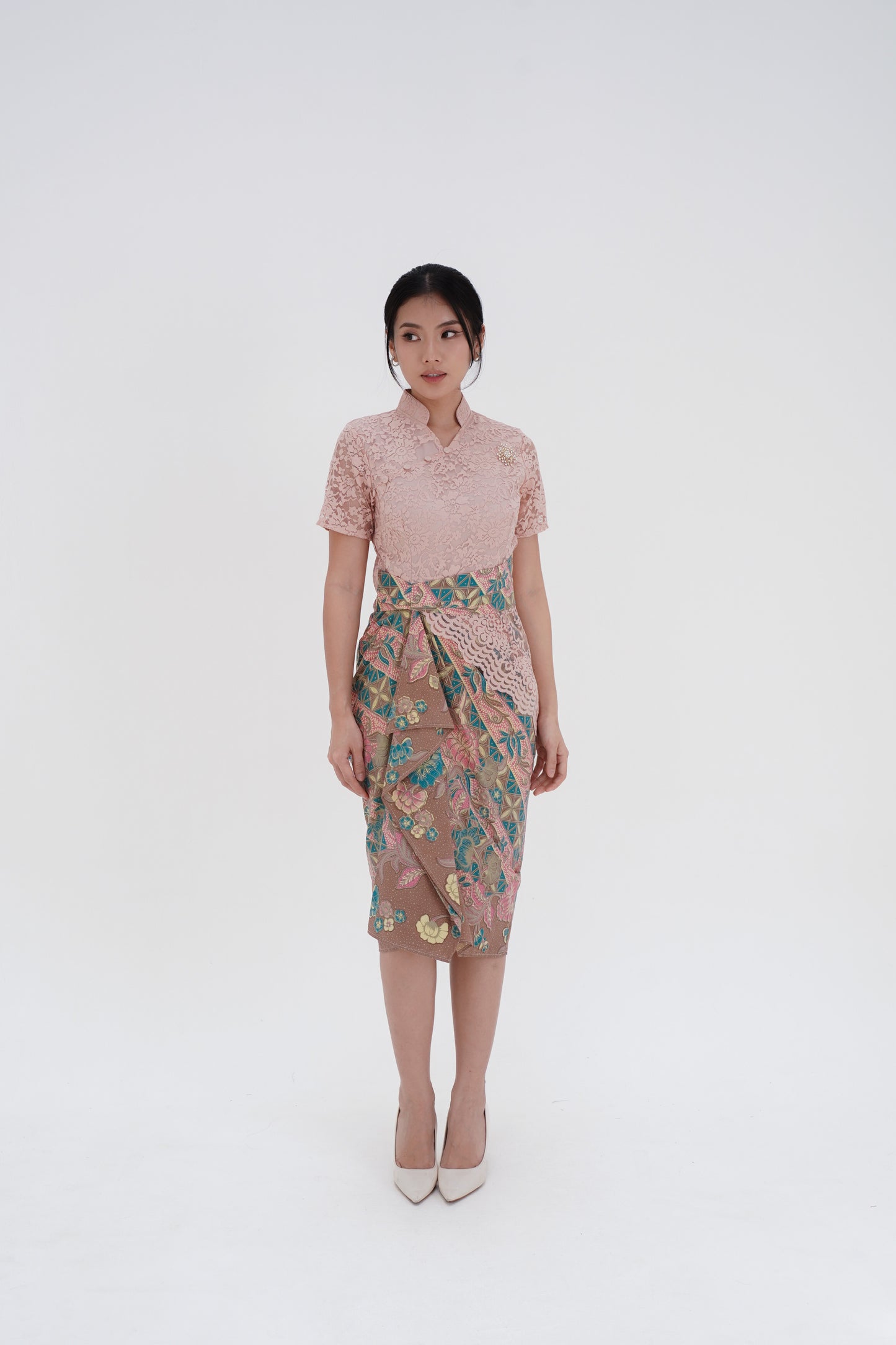Dress Lace Peach Cheongsam Green Angsana