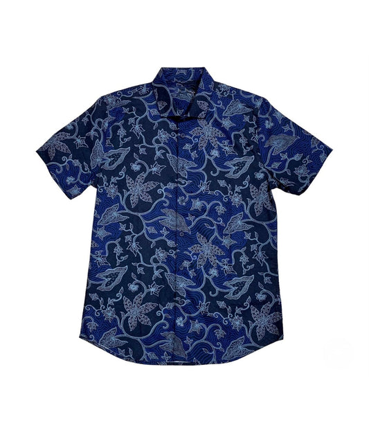 Men Shirt Blue Flower Randra
