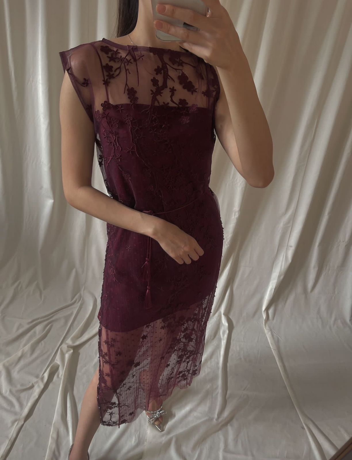 Dress Lace Bella Maroon