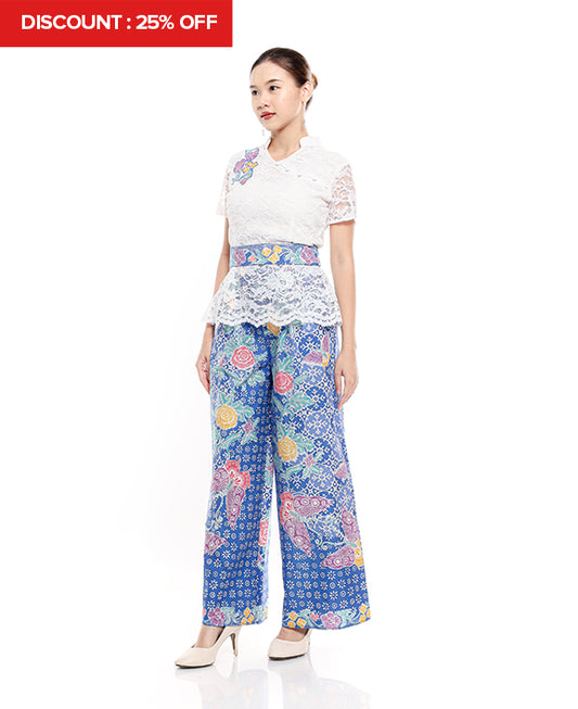 Set Cherish Cheongsam White Encim Blue