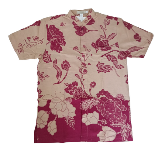 Mens Shirt Arya Cream Flower Short Sleeve