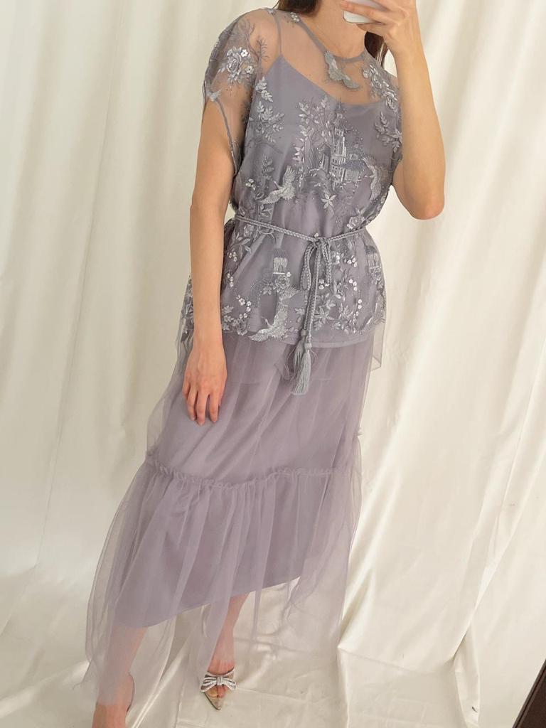 Set Rimple Organza Silk Purple