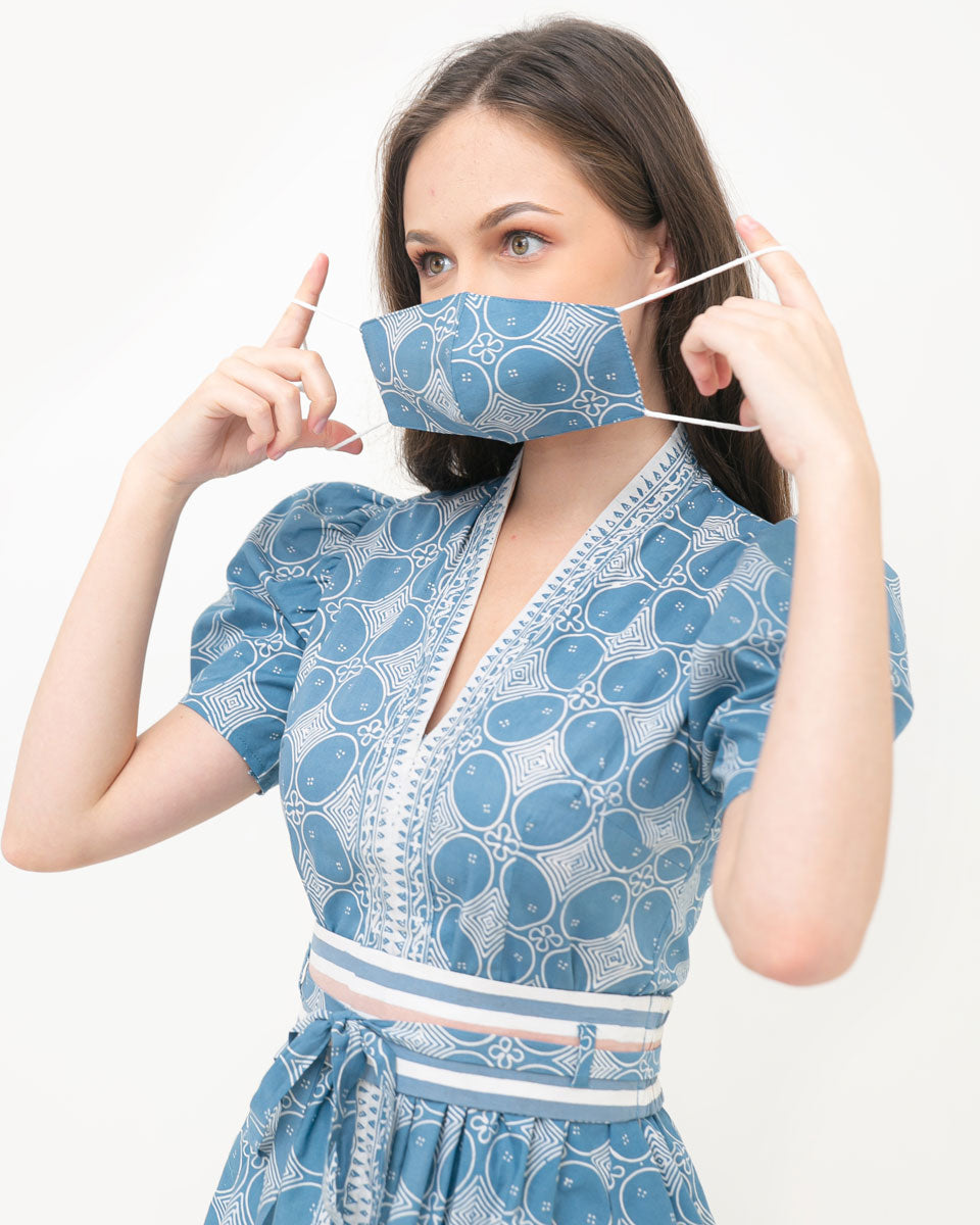 Top Blue Kawung Peplum Batik