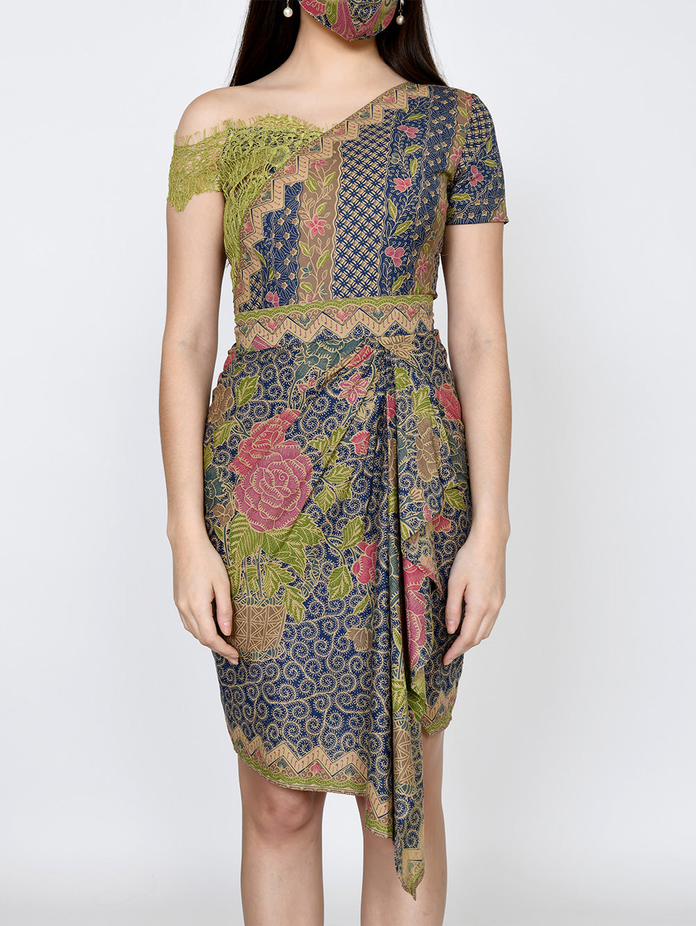 Dress Sabrina Batik with Green Lace
