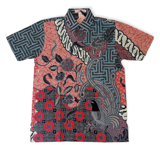 Men Shirt Blue Pink Malang Pattern