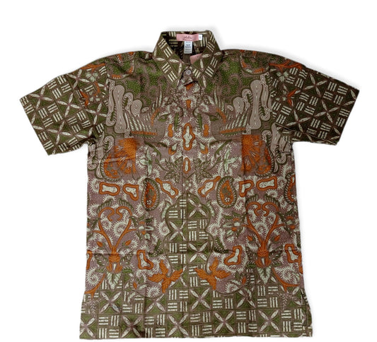 Men Shirt Green Square Javanese Batik
