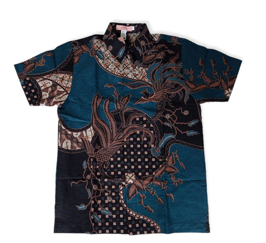Men Shirt Dark Blue Royal Batik