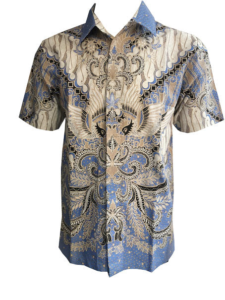 Men Blue Cream Parang Shirt