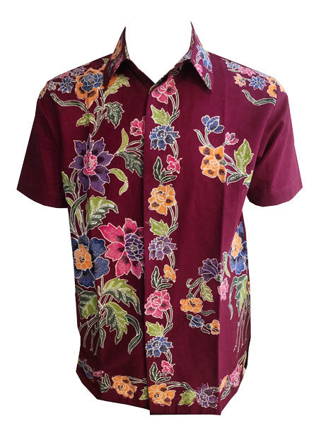 Men Maroon Flowery Batik