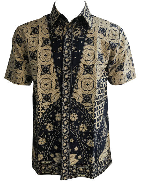 Men Square Simple Black Batik Shirt