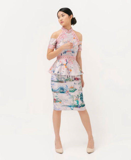Dress Pink Peplum Cheongsam