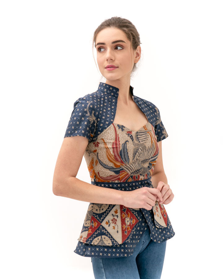 Top Navy Batik Sinaran with Tassel
