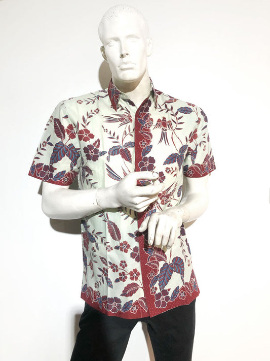 Men Maroon Batik Sinaran Shirt