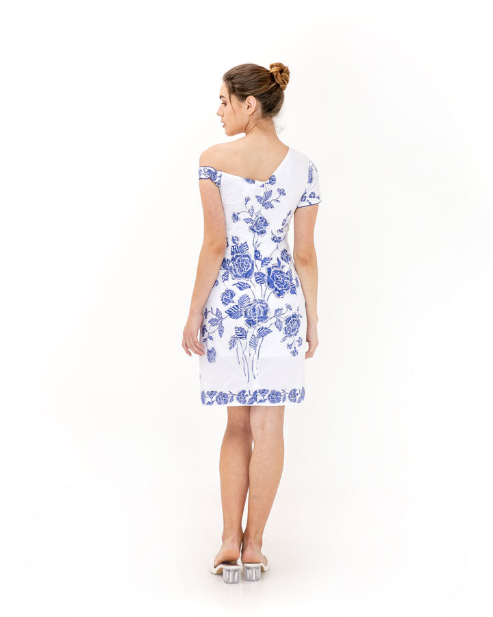 Dress White Blue Encim Batik