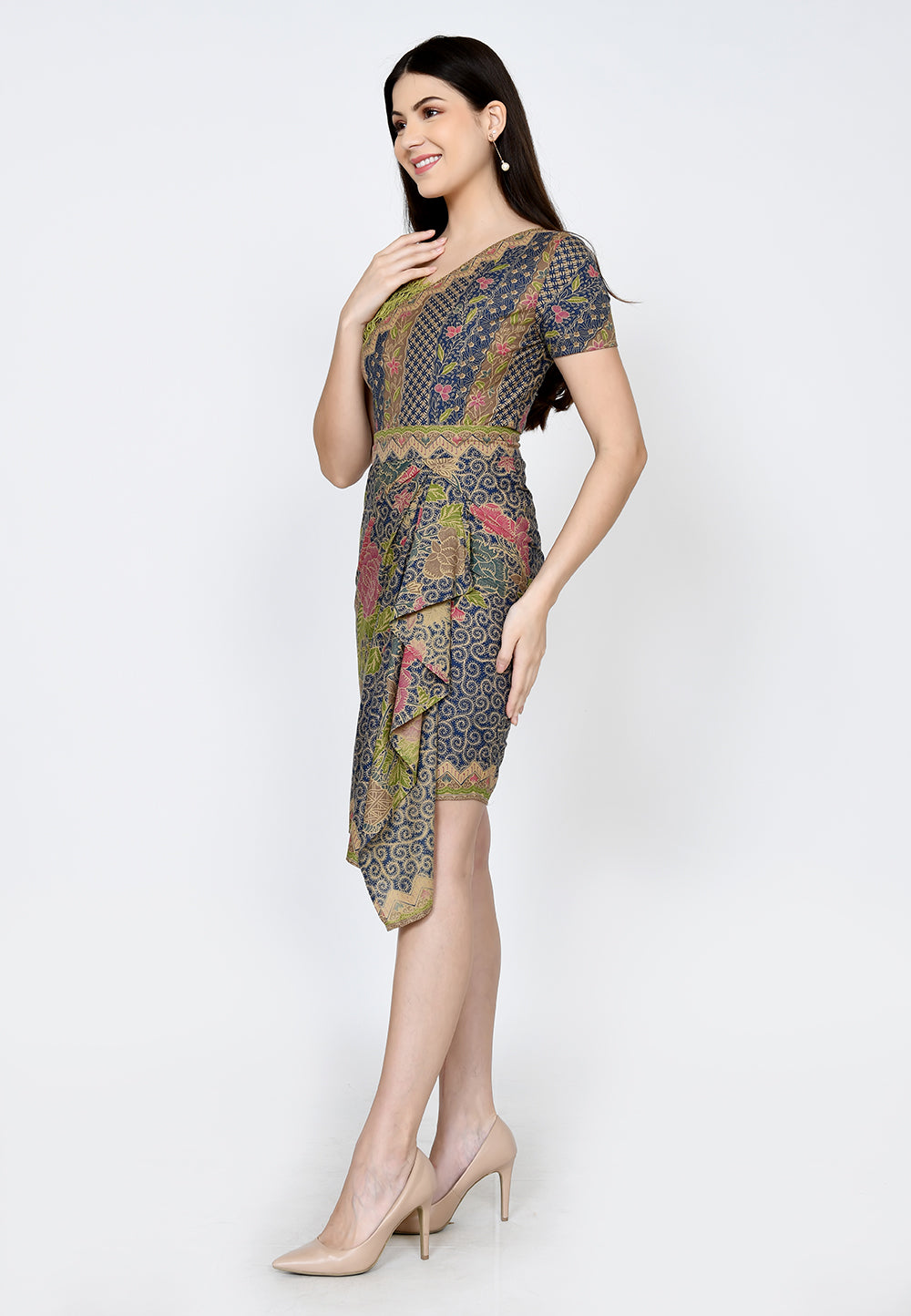 Dress Sabrina Batik with Green Lace
