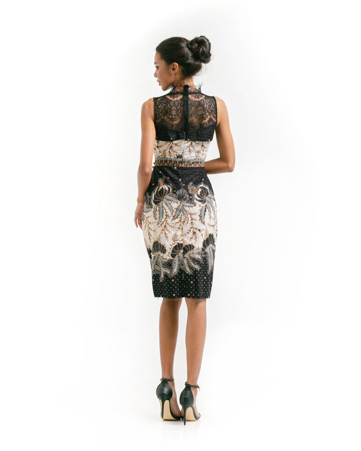 Dress Black White Flower Lace