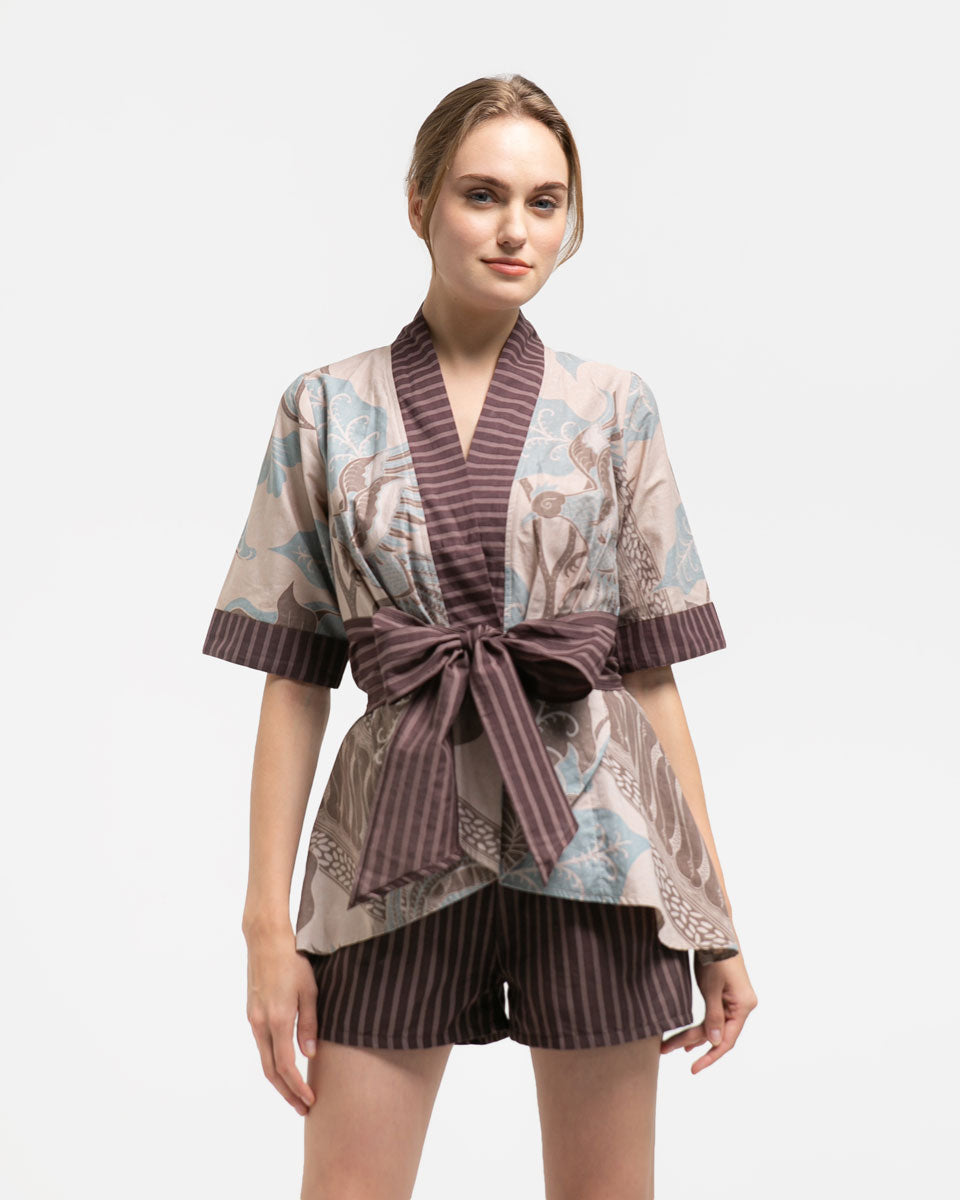 Chocolate Ribbon Kimono Top