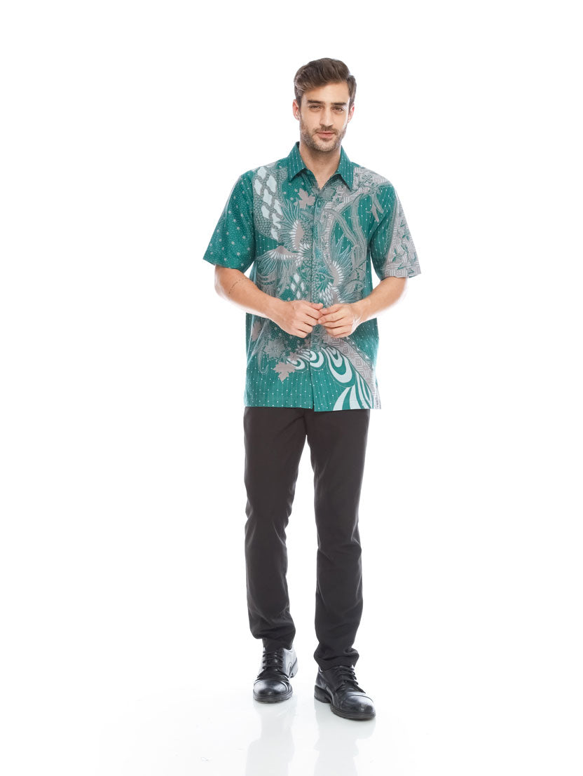 Tosca Grey Modern Batik Men Shirt
