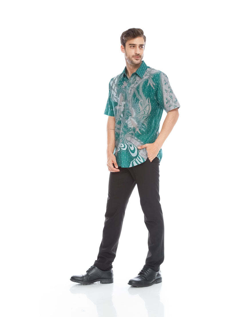 Tosca Grey Modern Batik Men Shirt