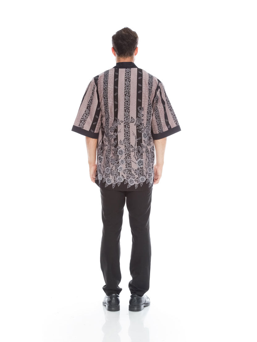 Men Black Stripe Kimono