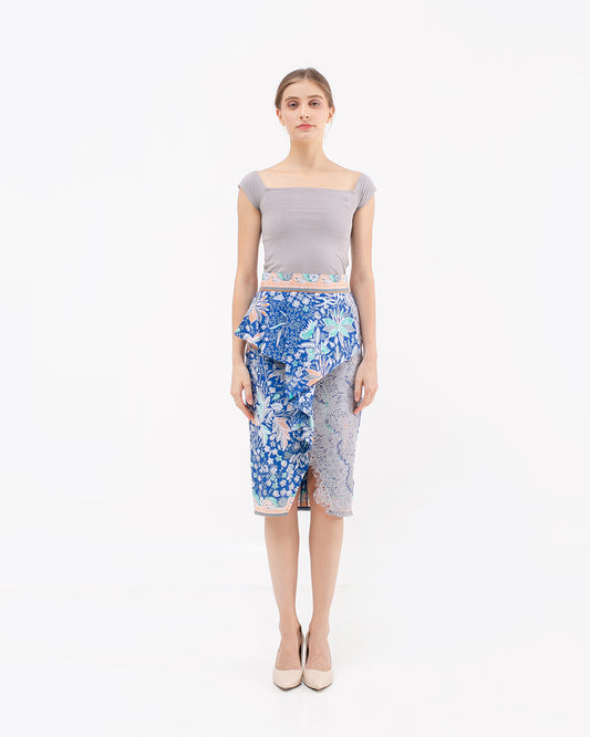 Bottom Cotton Blue Grey Lace Skirt