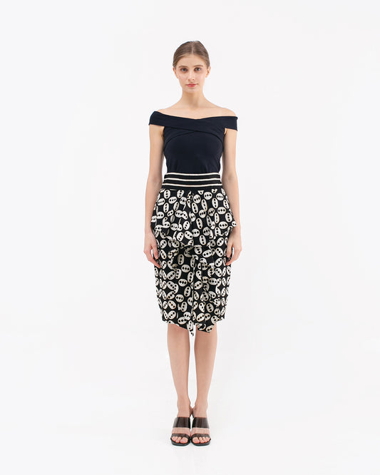 Bottom Kawung Cotton Black Skirt