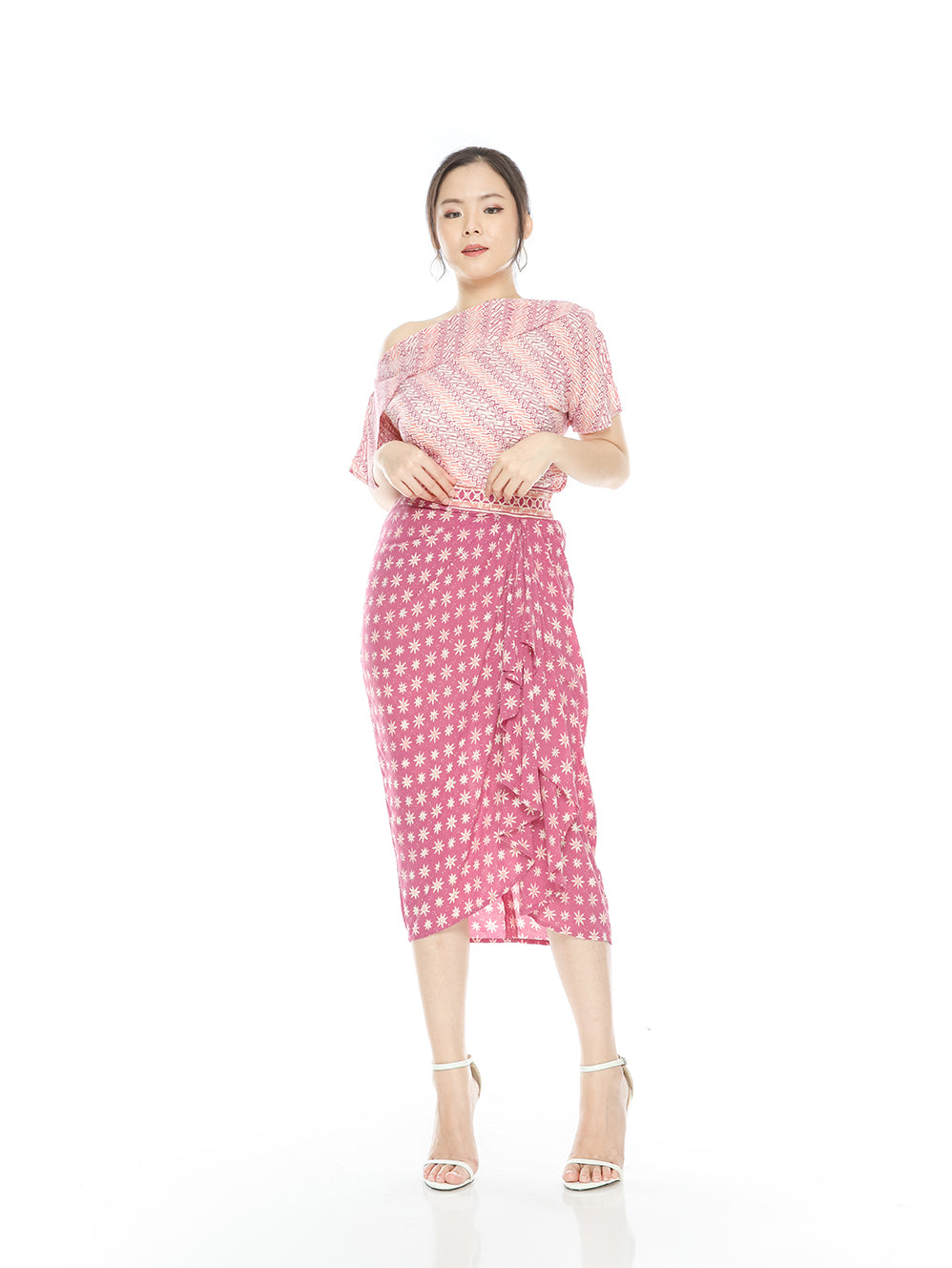 Rounge Pink One Shoulder Skirt