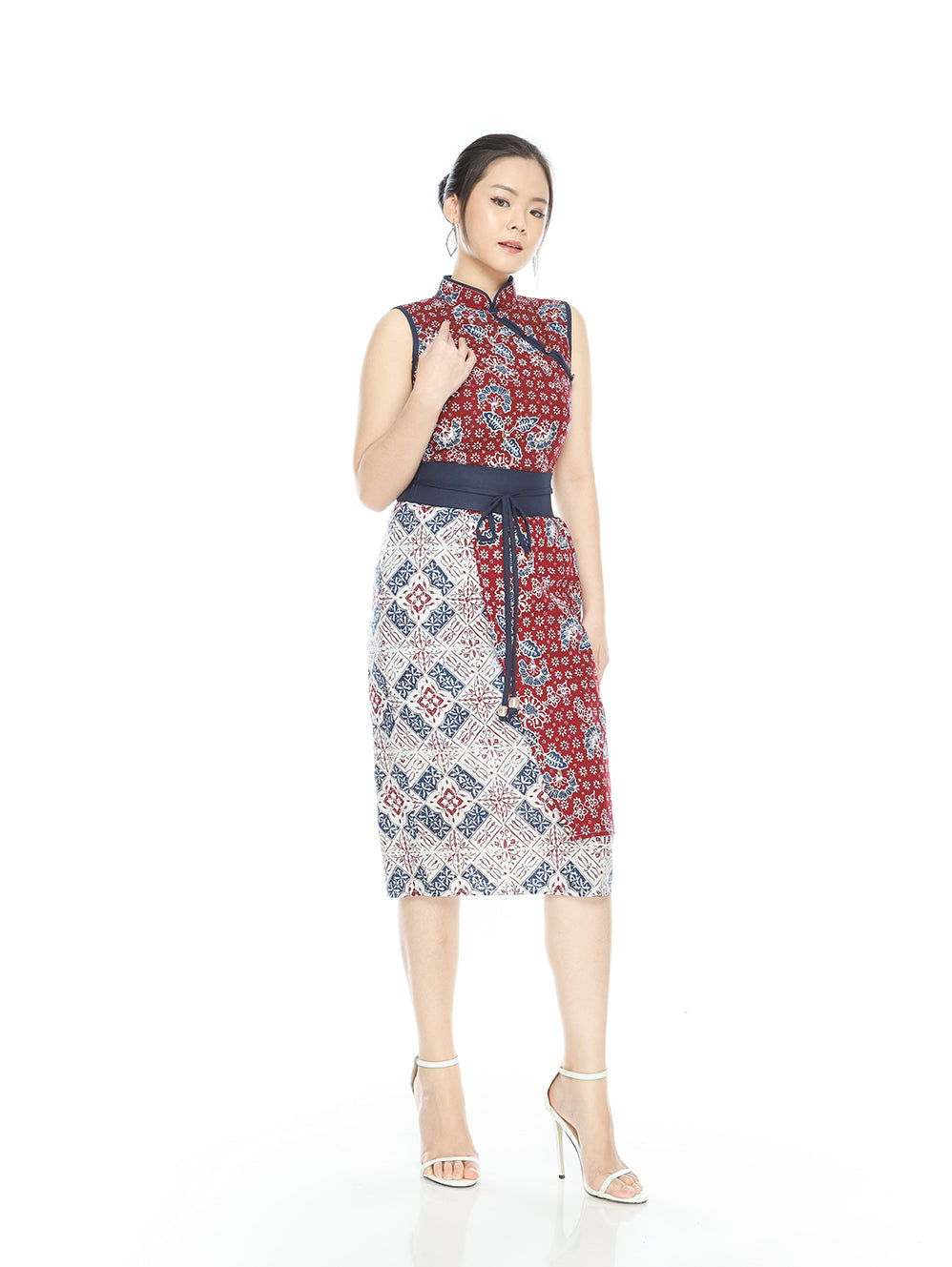 Dress Grey Block Obi Cheongsam