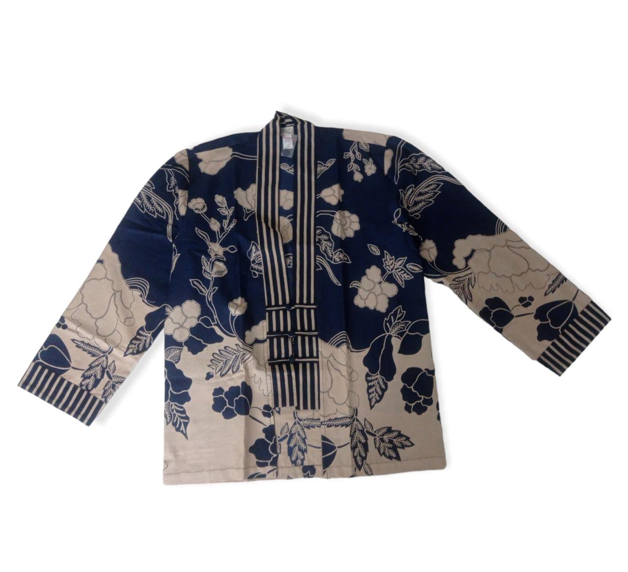 Men Flower Dark Blue Kimono Outer